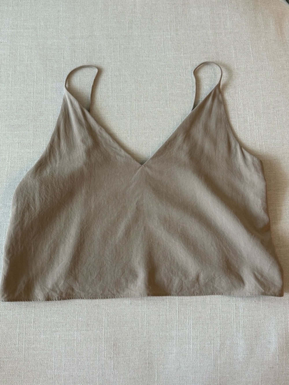 Everlane Taupe V-Neck Spaghetti Strap Crop Camisole